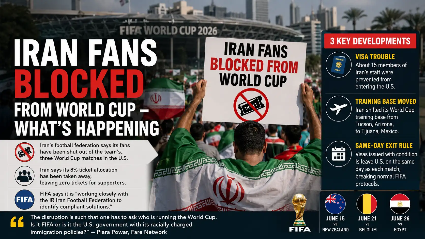 World Cup tickets for Iran fans revoked, says country’s federation